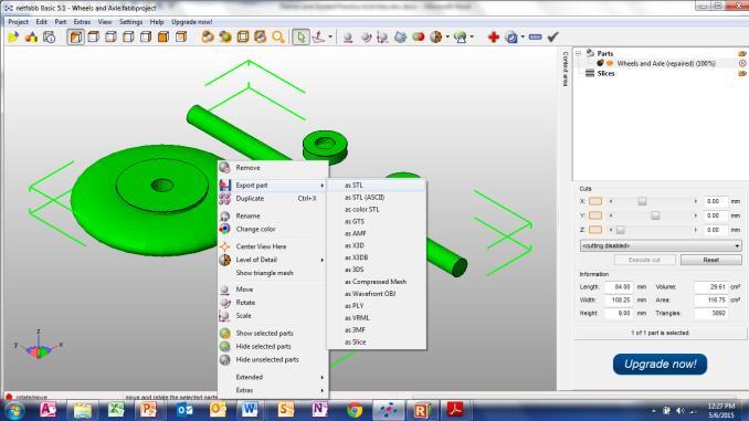 When you click on the file, it should automatically open in Netfabb Basic. 1. OPEN STL: Click on the STL to open it in Netfabb 2.