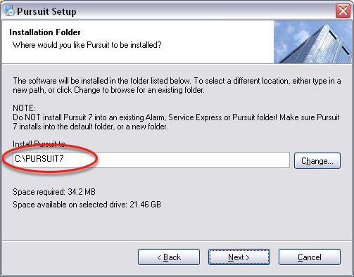 Setting Up Pursuit 7 for Windows - Client Setup PLEASE NOTE: YOU WILL NEED TO MAP A NETWORK DRIVE TO THE ALARMWIN DATABASE FOLDER BEFORE SETTING UP PURSUIT.