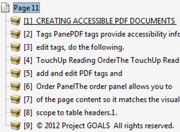 To modify the reading order select a tag from