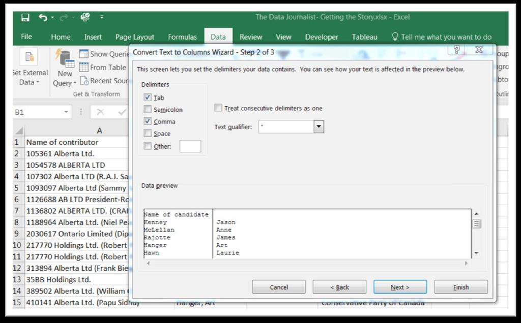Excel defaults to a Tab delimiter.