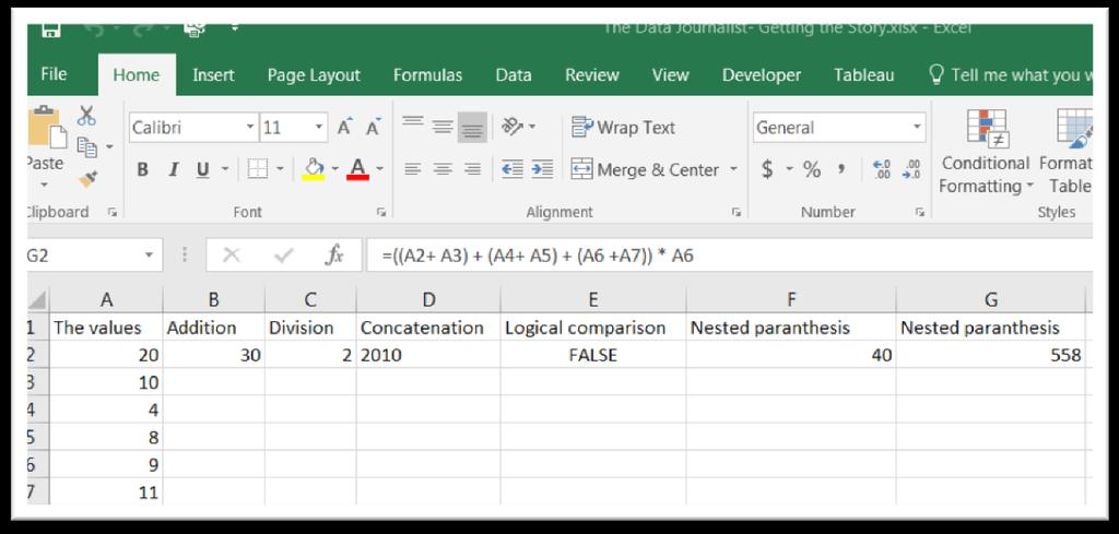 Excel multiplies that value by A6 to produce the result.