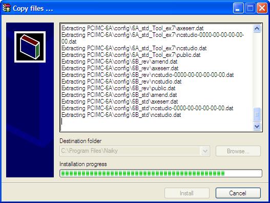 6) Installation begins. The NcStudio system will be installed in the directory C:\Program Files\Naiky by default. Progressing picture is as shown in Fig. 2-4.