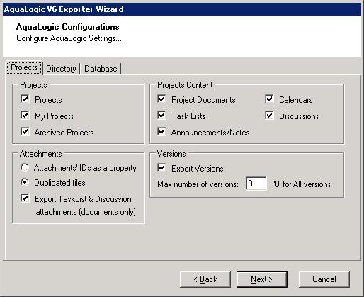 In order to handle the different type of AquaLogic installations and configurations, advanced settings and parameters are available in the TzunamiExporter.exe.config file.