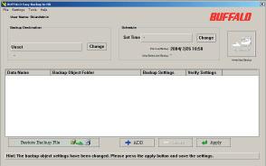 The Disk Backup Utility main screen will appear. The Disk Backup Utility will start every time you restart your PC.
