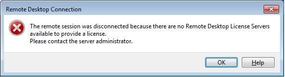 Remote Desktop Connection Error Message 9.2.