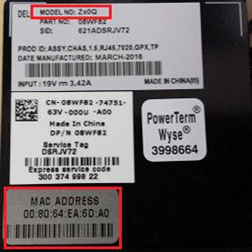 The pull out tag contains the partial model number and the MAC address (physical address of the internal NIC).