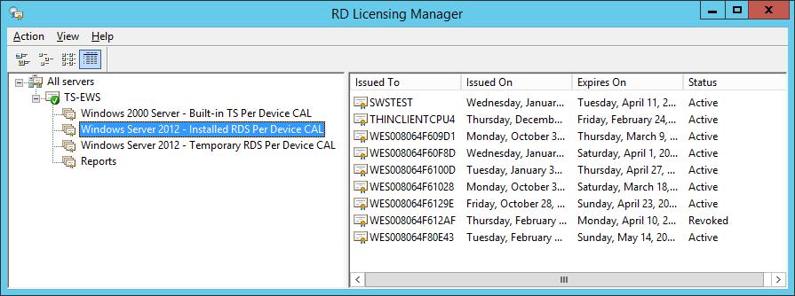 10.17.3 Revoke Unused Device CAL To revoke an unused Device CAL 1. Launch RD Licensing Manager. 2.