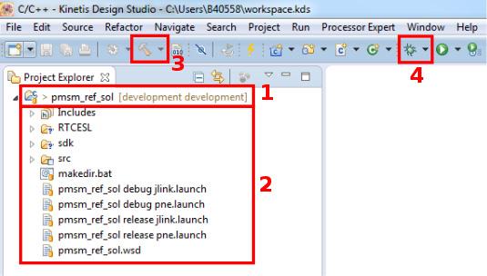 Building and Debugging Applications Figure 30. KDS PMSM project When the project is compiled, either the debug or release directories are created, depending on the build condition selected. An *.