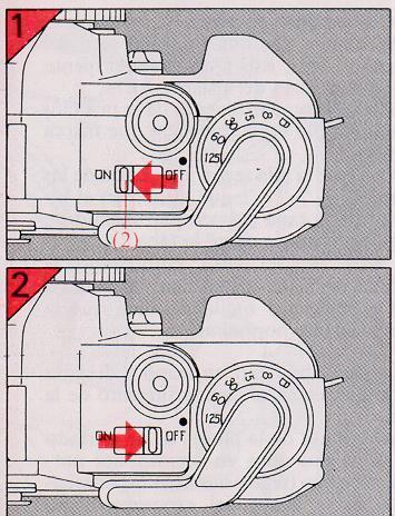 3. Power switch 3. Power switch The power switch functions as the power ON- OFF/shutter release button safety lock system.