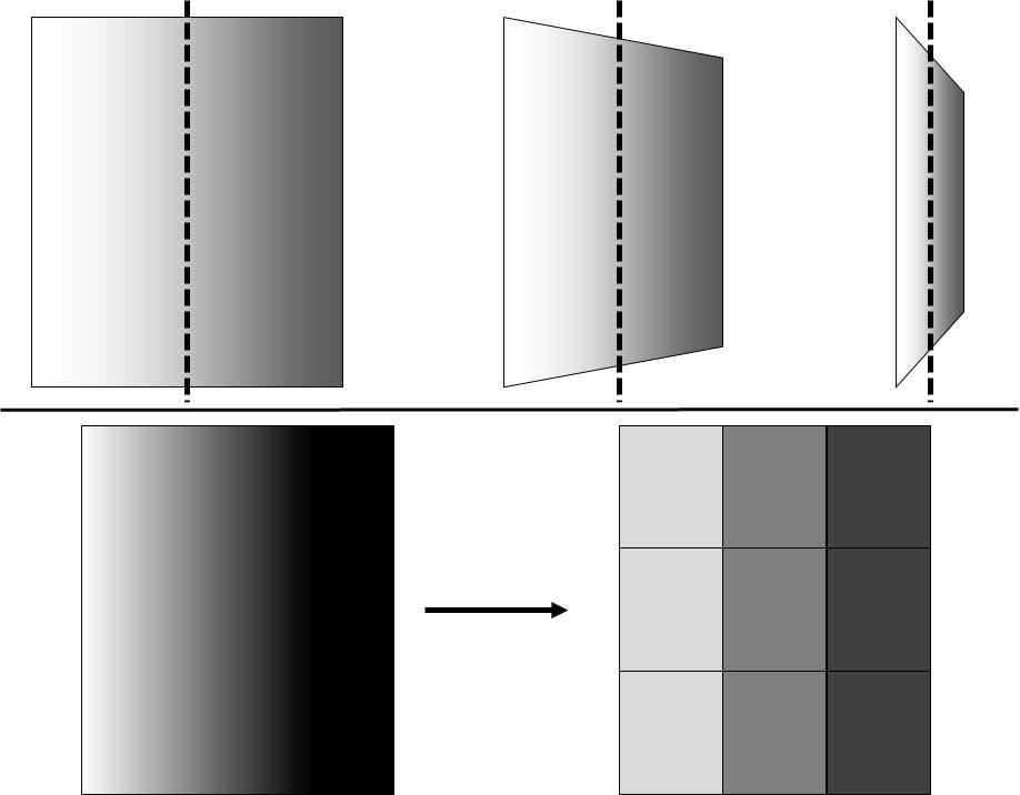 100 rendering Figure 11.1: Radiosity has the diffuse material assumption (top) and constant illumination per surface element (bottom). Constant radiance per each surface element.