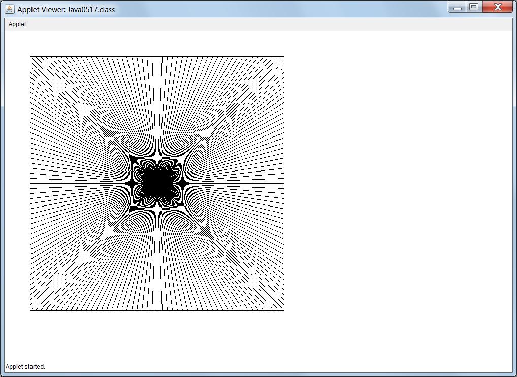 Java0517.java, in figure 5.19, demonstrates a square filled with straight lines.