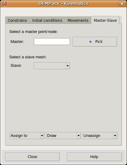 5.1. KINEMATICS 45 5.1.4 Master-Slave This section allows the user to dene a relationship of a master point/node with various slave entities (geometry entities grouped in layers or nodes, depends on