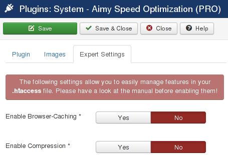 4.4 Options: Expert Settings The expert settings allow you to change your.htaccess file directly from the Joomla! backend. They require that your website is served by an Apache web server and that an.