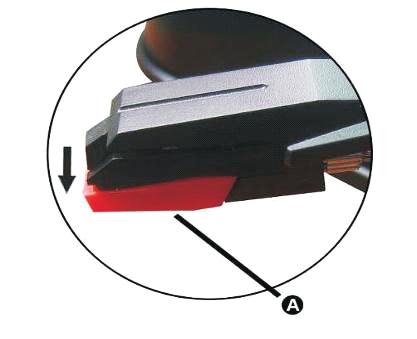 c. Hold the tip of the needle head shell and insert it by pressing in the direction illustrated by B d.