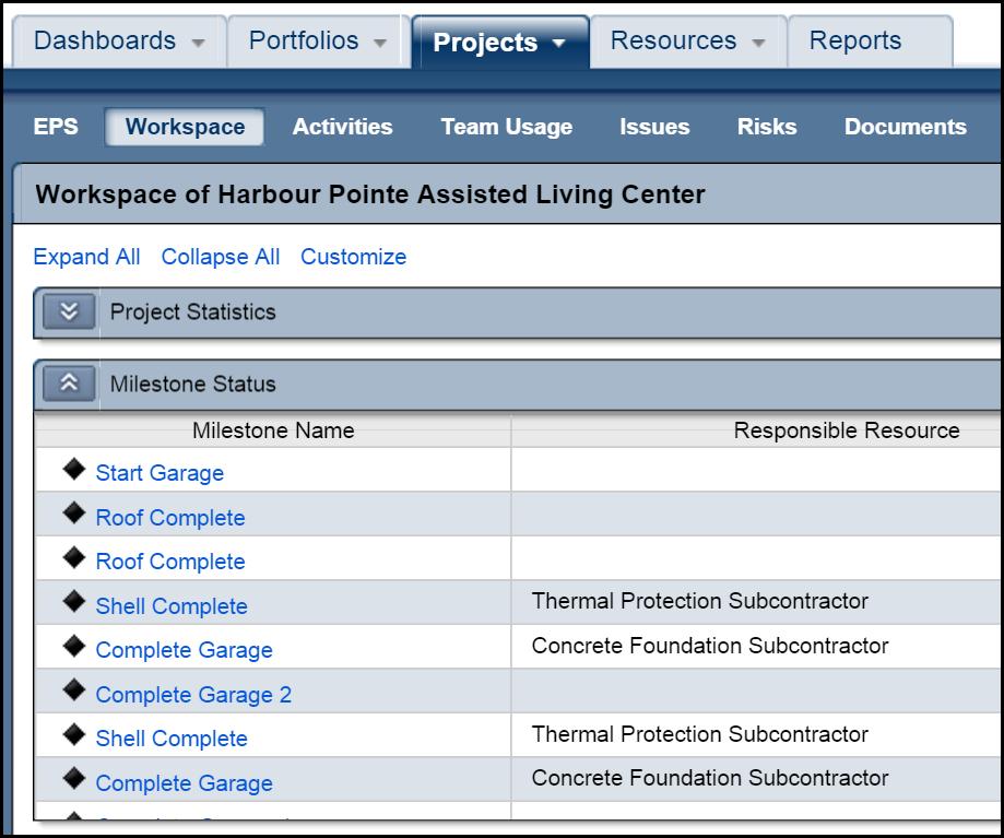 WHAT ABOUT WORKSPACE & WORKGROUPS? ADVANTAGES OF A WORKSPACE: A workspace displays summary information of a SINGLE project. It is located in the Projects section on the navigation bar.