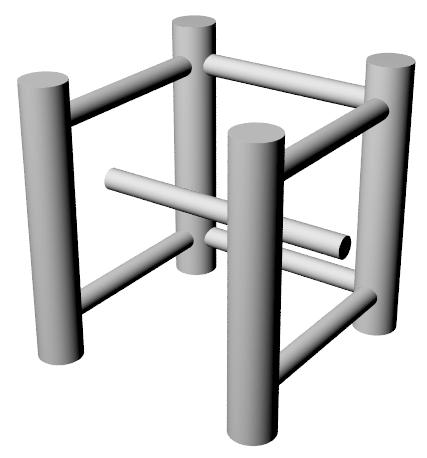 (a) the ideal pipe model (b) approximation of the pipe model for use as HINT data (c) seen and occlusion plane voxels Figure 2. The pipe model (Fig. a) and its abstraction (Fig.