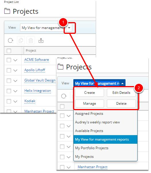 1.2. View Project List page View the Project List page. 2. Click View 1.