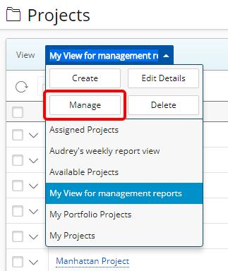 3.2. Click Manage Click Manage to see a list of all avaliable Views. 3.2.1.