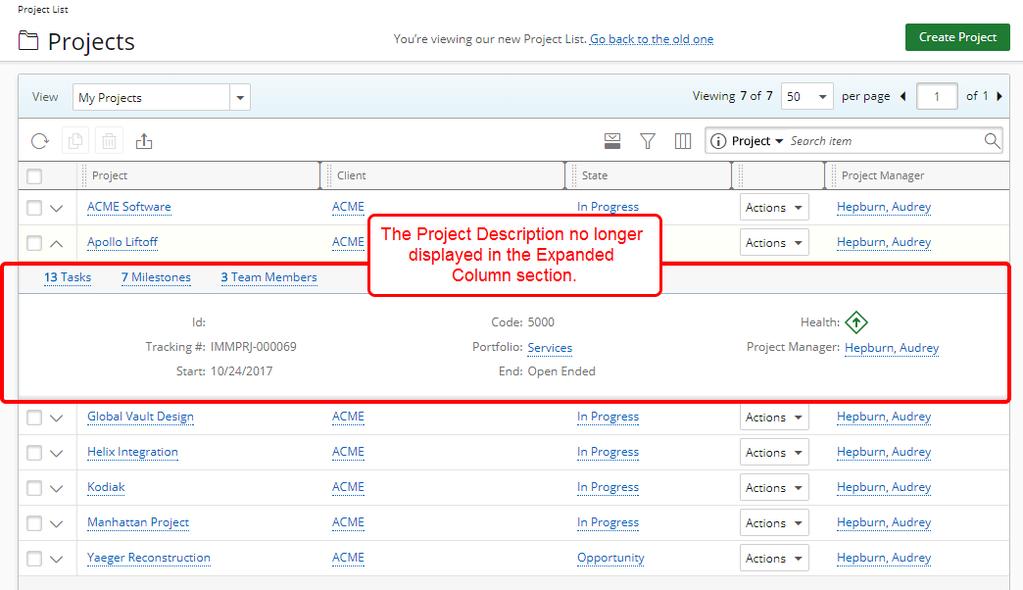 3.2.1. Save your changes Click Save to save your modifications and to return to the Project List page.