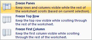 Select Freeze Panes and choose Freeze Panes : This is required to always show