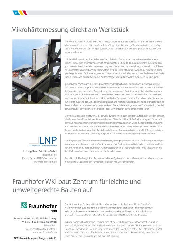 Article: Microhardness measurement directly on the workpiece (Materialkompass 2/2013) The measurement of microhardness (IRHD M) is an important instrument for the determination of material properties