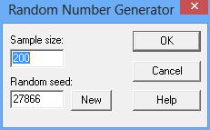 Analysis Options After specifying the variables, an Analysis Options dialog box is displayed: Sample size: n, the number of random observations desired.