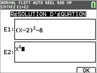 Solving Equations Press to access the built-in numeric solver, Résoudre.