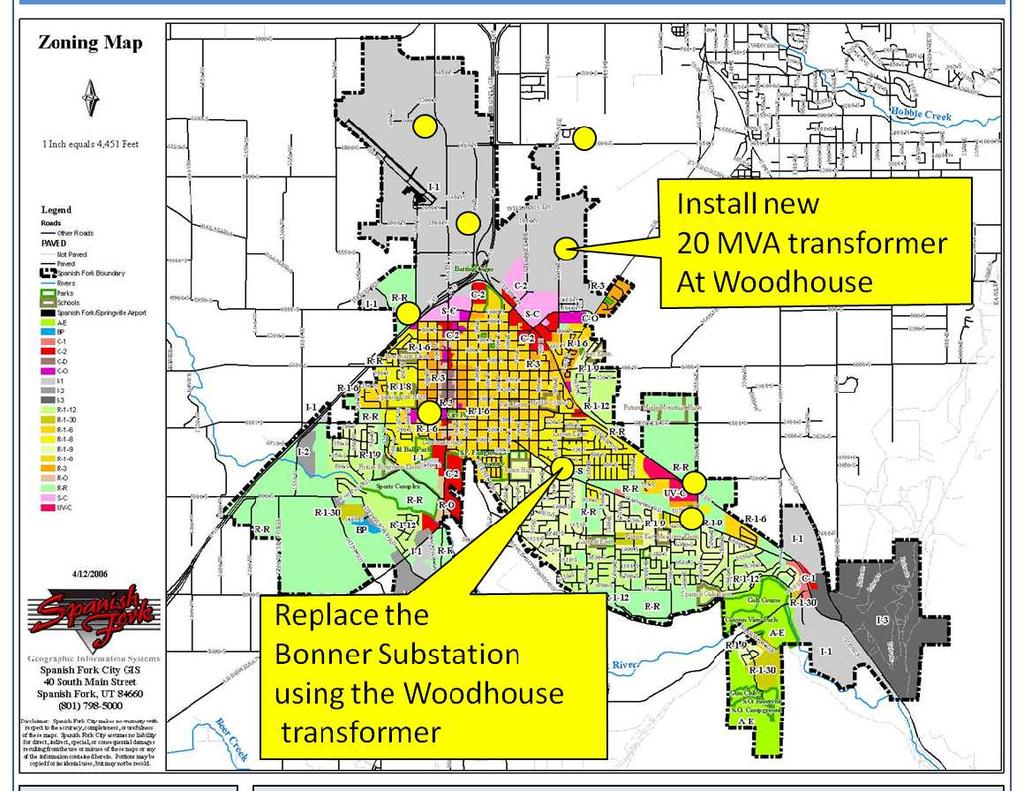 This figure shows the upgrade of Woodhouse and Bonner Substations.