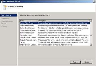 7. From the Services and Applications window, right-click Scribe Insight and select Add a resource > 4 Generic Service.