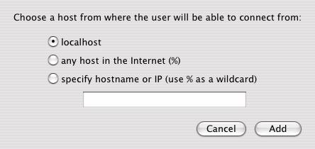 specify hostname or IP (use % as a wildcard) this allows you to specify a specific hostname or IP address from which remote administration will be allowed.