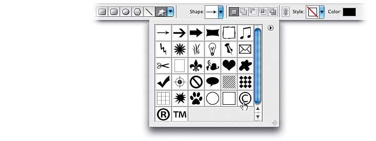 Choose the Custom Shape tool from the Toolbox (or just press Shift-U until you have the tool).