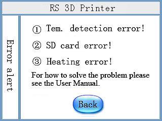 4-04) Notice: RS 3D Printer recognizes SD card of 2GB only; Please use English alphabet or number within 20 digits as x3g file