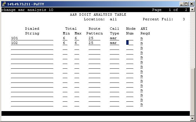 2.1.1.8 Modify the AAR Analysis Table All inter-branch calls should be routed via the AAR table.