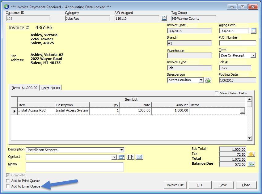 Add/Remove Invoice from Email Queue All users that have permission to edit invoices