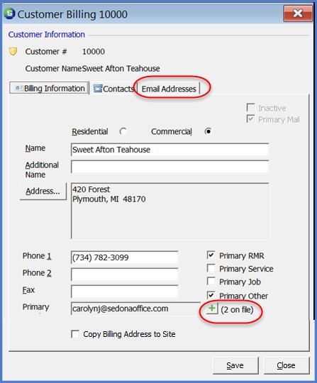 Multiple Email Addresses by Customer Bill-to (Distribution List) You can track multiple email addresses per customer bill-to.
