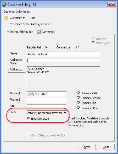 Flagging a Customer to Receive Emails The Email address and Email preference is controlled on the Customer s Bill-To record.