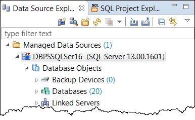 GETTING STARTED WI TH DB OPTIMIZER Working with Data Source Explorer Data Source Explorer provides a tree view of all registered data sources.