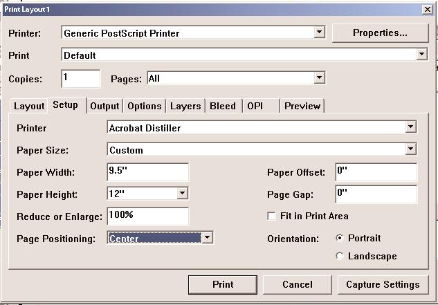 Q U A R K X P R E S S 6 PC - PRINT POSTSCRIPT SETUP Printer Description: Acrobat Distiller Paper Size: