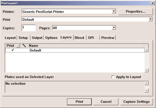 OPTIONS Quark Postscript Error Handler: Deselect Page Flip: None Negative Print: Deselect Pictures: