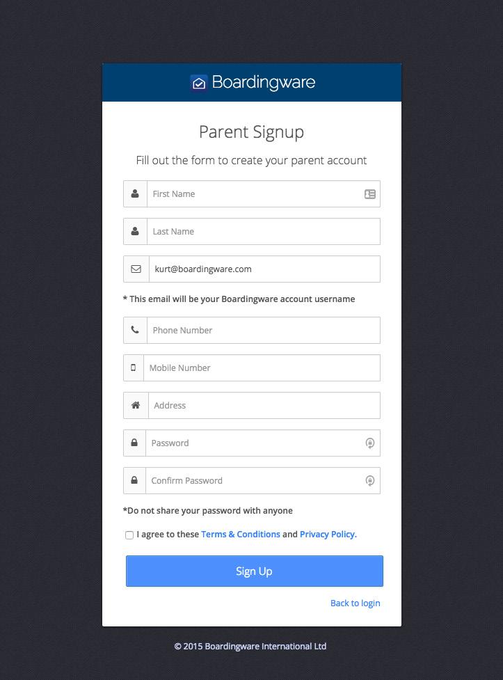 Connecting to your child 3. If you clicked Create My Account you will be prompted to fill out a sign up form.
