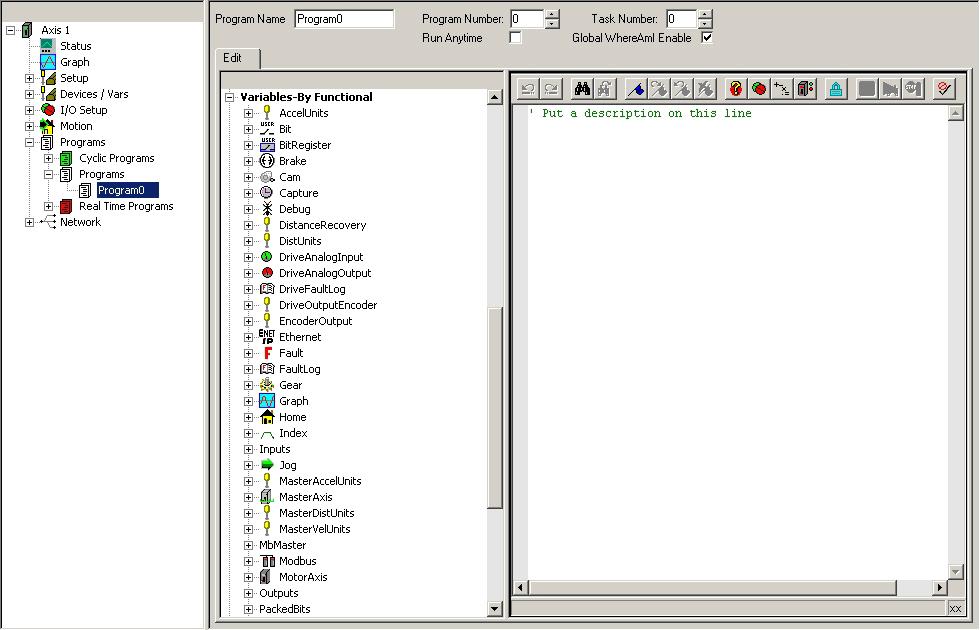 User Program View Click on Programs\Program#, the program view will appear on the right (see Figure 123). The left side (pane) of this view contains the program instructions.