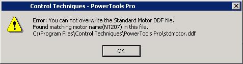 After selecting this option, the user simply enters a new name in the Please enter a new motor name text box. Then click OK, the data will be written to the.ddf file using the new motor name.