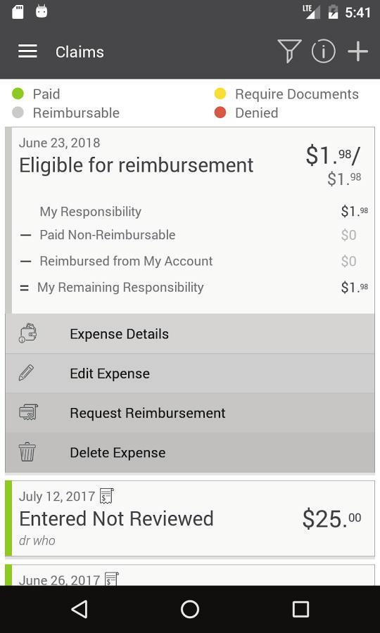 From this screen, you can tap any individual pending claim to view claimrelated details, including status and tracking number.