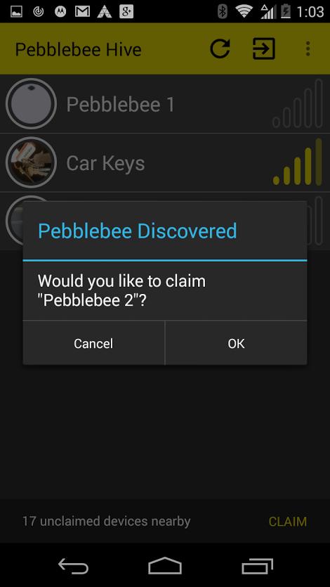Claiming and unclaiming your Honey The Hive serves as the control center for all your Pebblebees. From it you can claim or unclaim a Pebblebee as well as view all owned and shared Pebblebees.