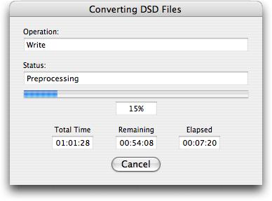 Next you will see the Converting DSD Files window (see Figure 4-7). This window will track the progress of the DSD file conversion. Figure 4-7 4.2.