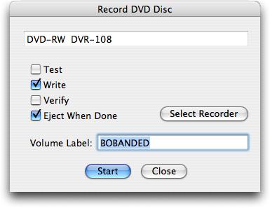 4.4.1 The Record DVD-A command This command brings up the Record Disc window (see Figure 4-10). Figure 4-10 You may start writing a disk from this window.