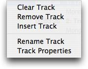 6.3 Track control-click menu Figure 6-5 shows the Track control-click menu. 6.3.1 Clear Track Figure 6-5 This removes all the soundfiles that are assigned to the Track. 6.3.2 Remove Track This removes the highlighted Track from the Group.