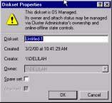 Flexible Array Storage Tool User s Guide Figure 14-4. Diskset Properties dialog box (OS Managed) Note: You cannot set the Spare set attribute for a diskset that is OS Managed.