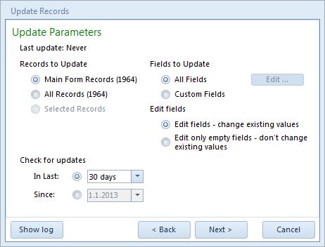 After setting the parameters to your needs click Next button. The program will search for records that have been changed.