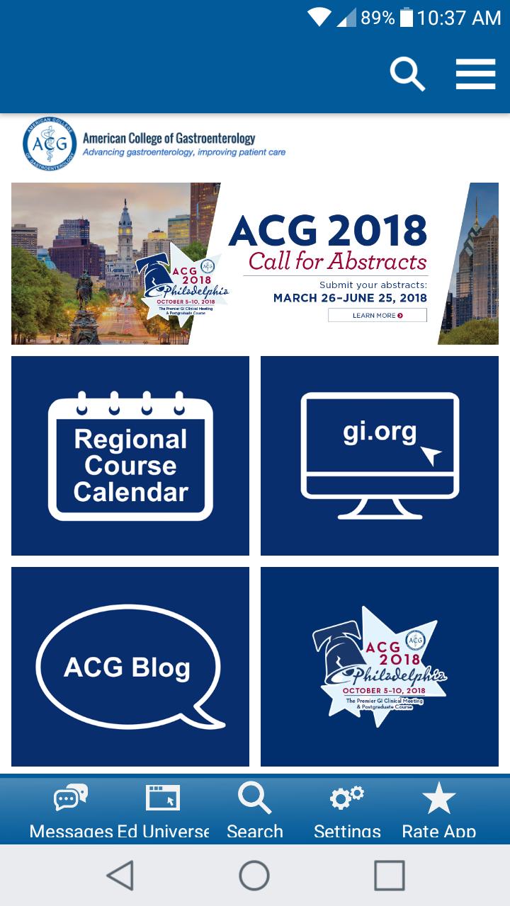 4 Clicking any of the lower tiles will take you directly to other ACG resources: ACG s Regional Course Calendar